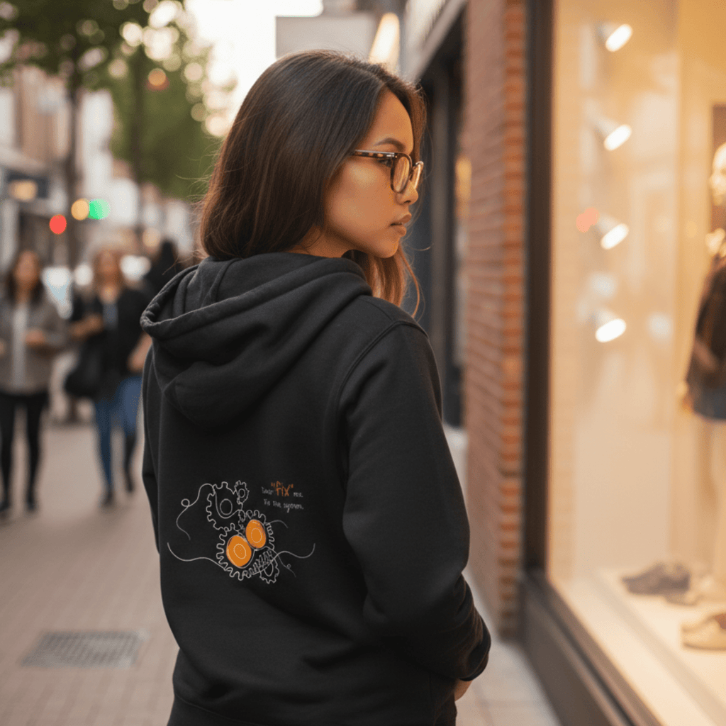 No Shit Shirts - Hoodie (Backprint): Don’t “fix” me. Fix the system. - Hoodies - basic