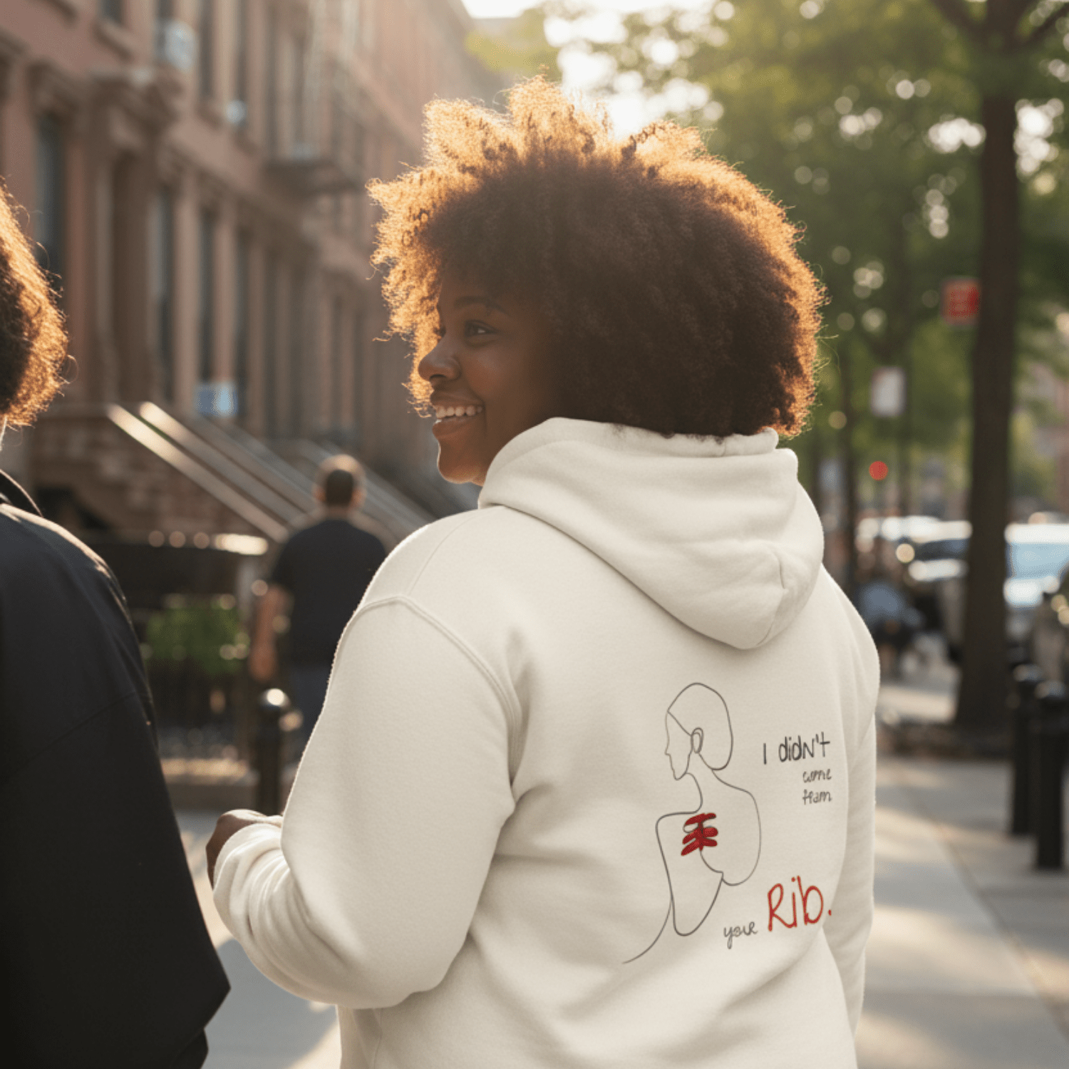 No Shit Shirts - Hoodie (Backprint): I didn’t come from your rib. - Body & Autonomy & Sexism - basic