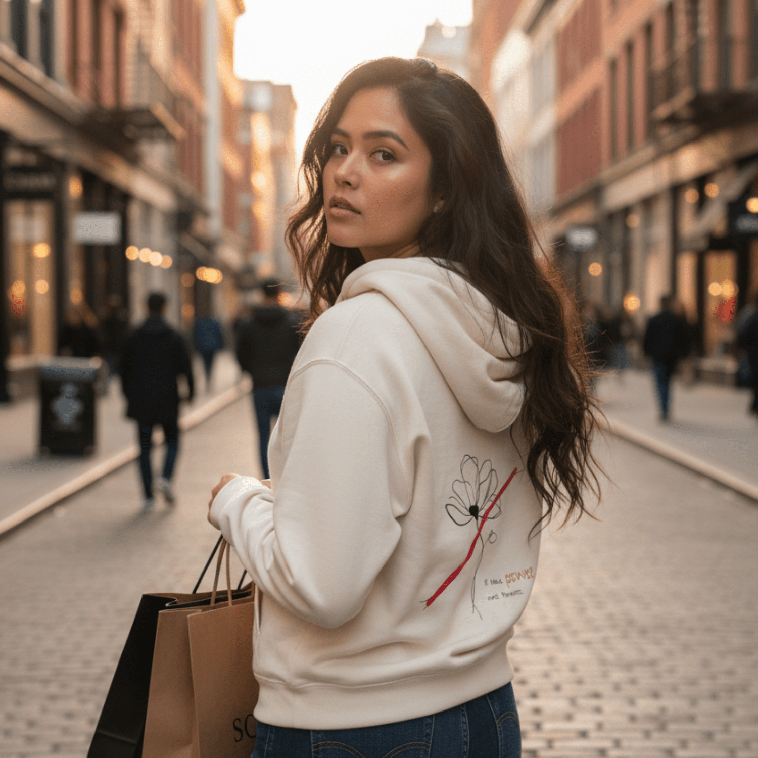 No Shit Shirts - Hoodie (Backprint): I’ll take power over flowers - Hoodies - basic