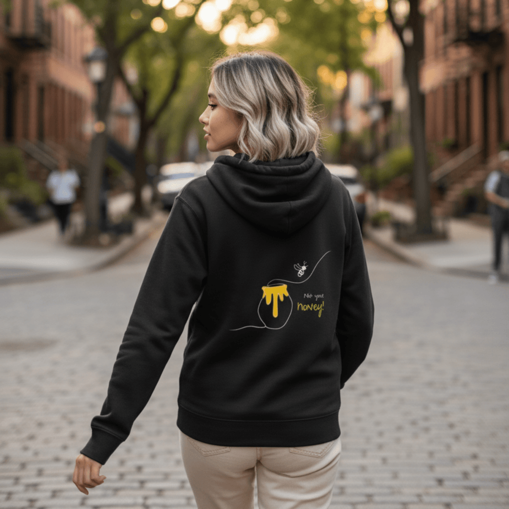 No Shit Shirts - Hoodie (Backprint): Not your honey - Body & Autonomy & Sexism - basic