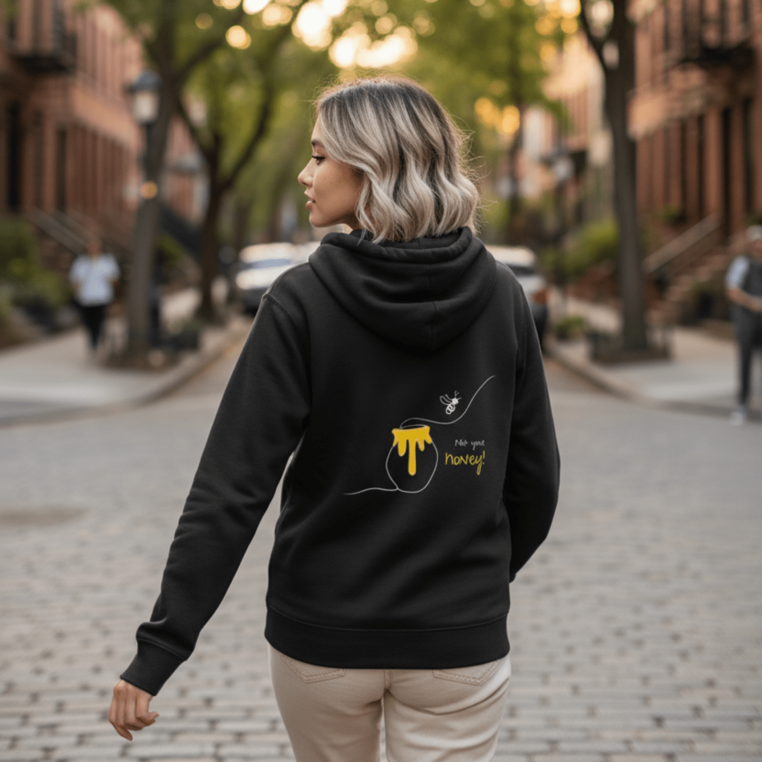 No Shit Shirts - Hoodie (Backprint): Not your honey - Body & Autonomy & Sexism - basic