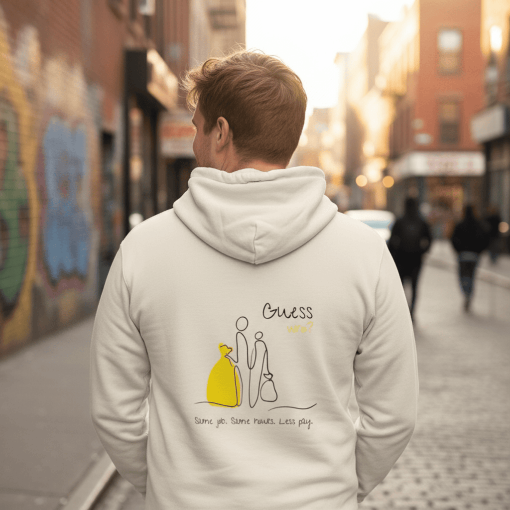 No Shit Shirts - Hoodie (Backprint): Same job. Same hours. Less pay. Guess who? - Equal Pay - basic