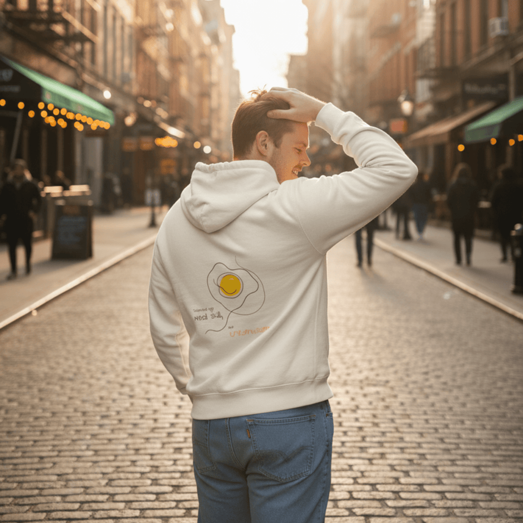 No Shit Shirts - Hoodie (Backprint): Scrambled eggs need skill, not chromosomes. - Gender Roles - basic