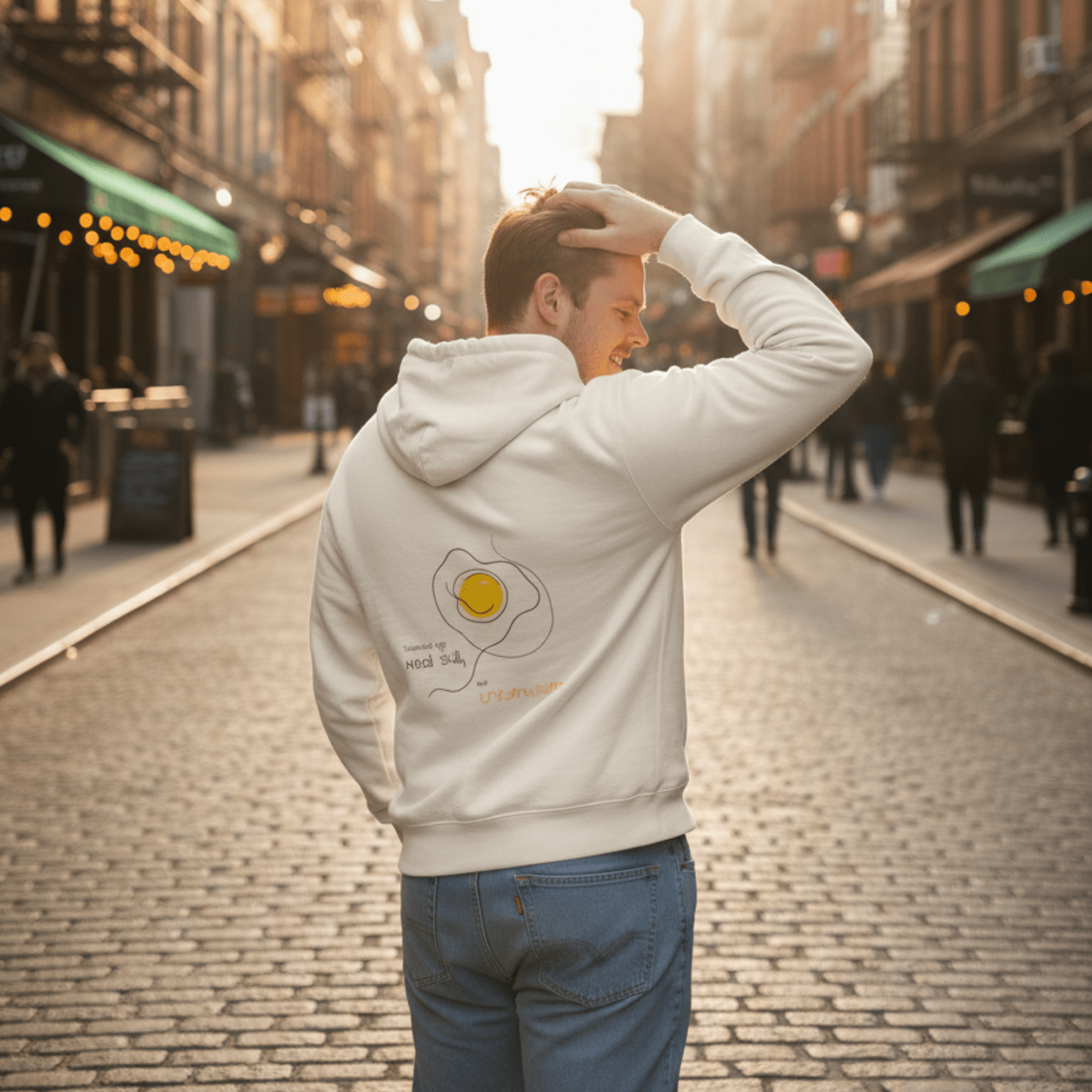 No Shit Shirts - Hoodie (Backprint): Scrambled eggs need skill, not chromosomes. - Gender Roles - basic