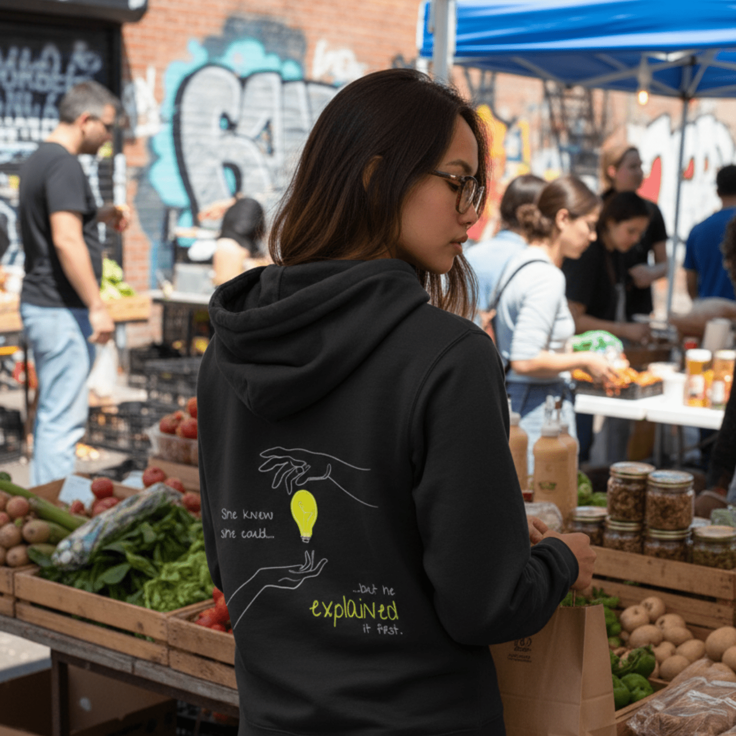 No Shit Shirts - Hoodie (Backprint): She knew she could, but he explained it first. - Hoodies - basic