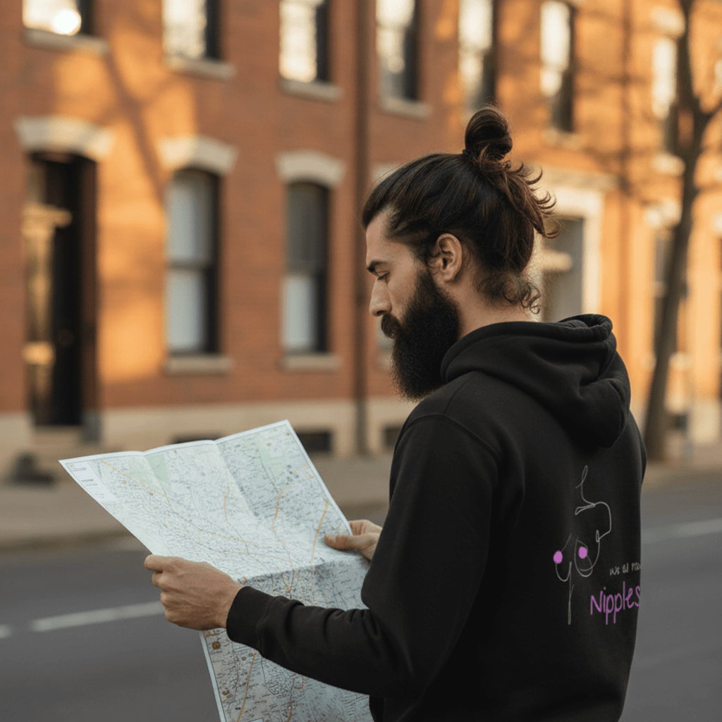 No Shit Shirts - Hoodie (Backprint): We all have nipples! - Body & Autonomy & Sexism - basic