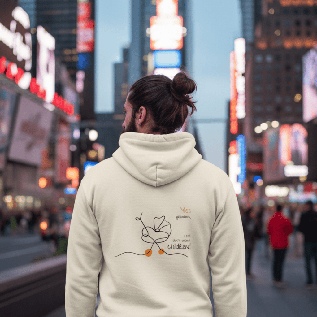 No Shit Shirts - Hoodie (Backprint): Yes, grandma, I still don’t want children - Gender Roles - basic