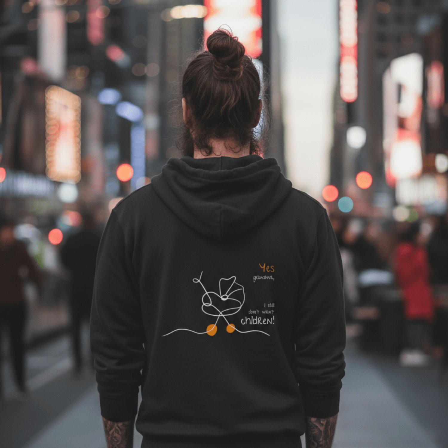 No Shit Shirts - Hoodie (Backprint): Yes, grandma, I still don’t want children - Gender Roles - basic