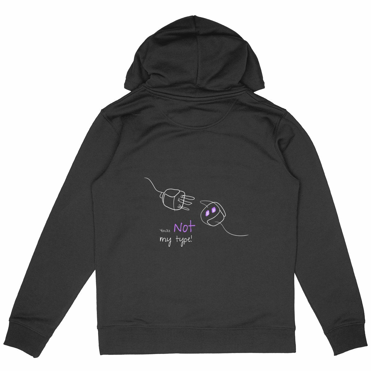 No Shit Shirts - Hoodie (Backprint): Your not my type - Body & Autonomy & Sexism - basic