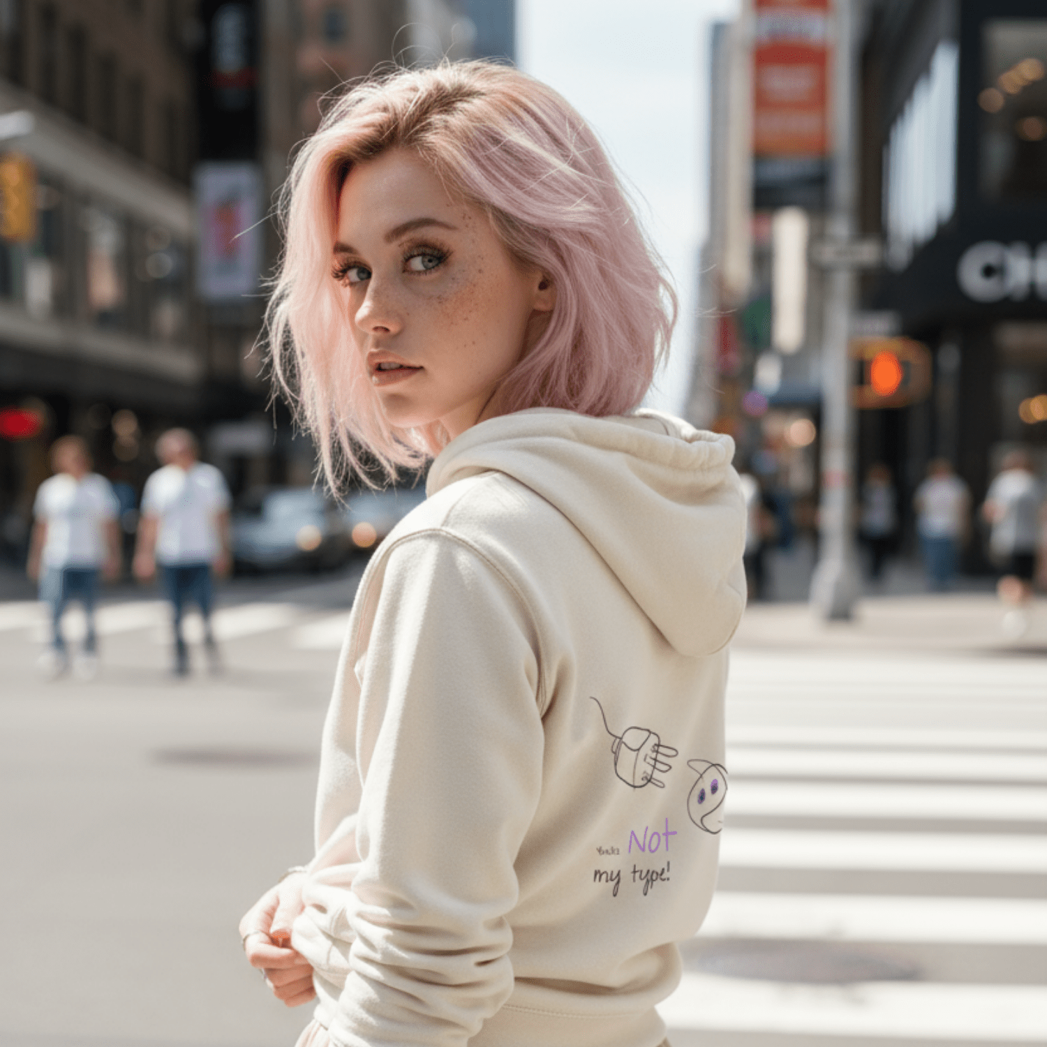 No Shit Shirts - Hoodie (Backprint): Your not my type - Body & Autonomy & Sexism - basic