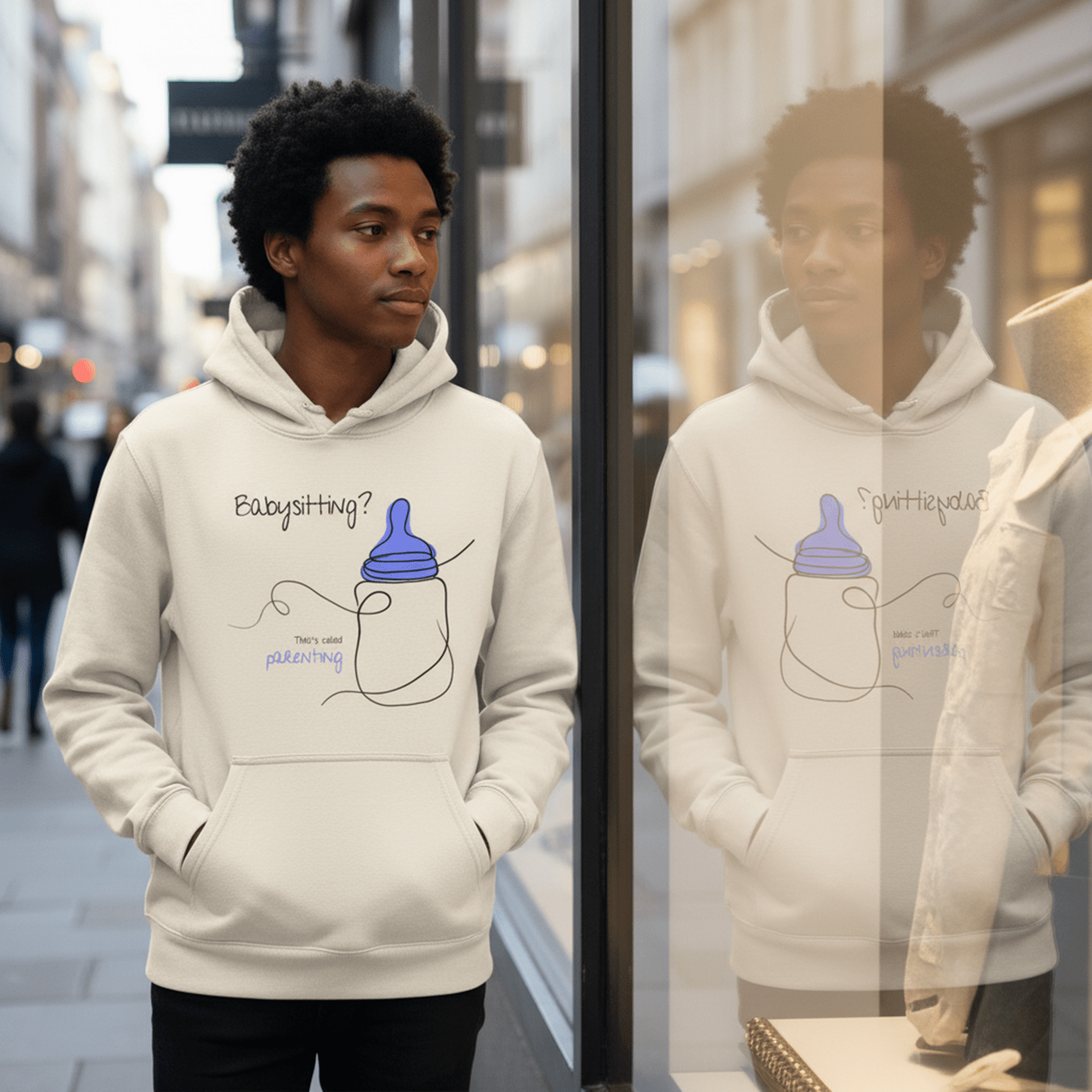 No Shit Shirts - Hoodie (Frontprint Large): Babysitting? That’s called parenting! - Gender Roles - basic