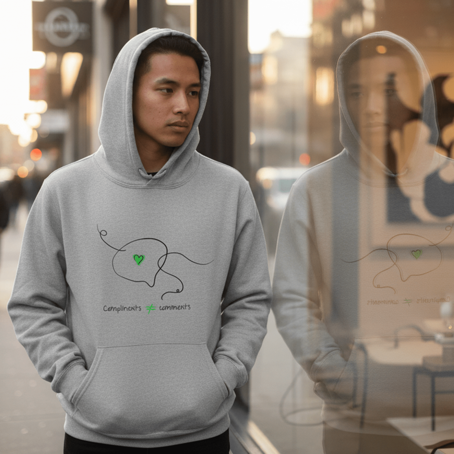 No Shit Shirts - Hoodie (Frontprint Large): Compliments ≠ comments. - Hoodies - basic