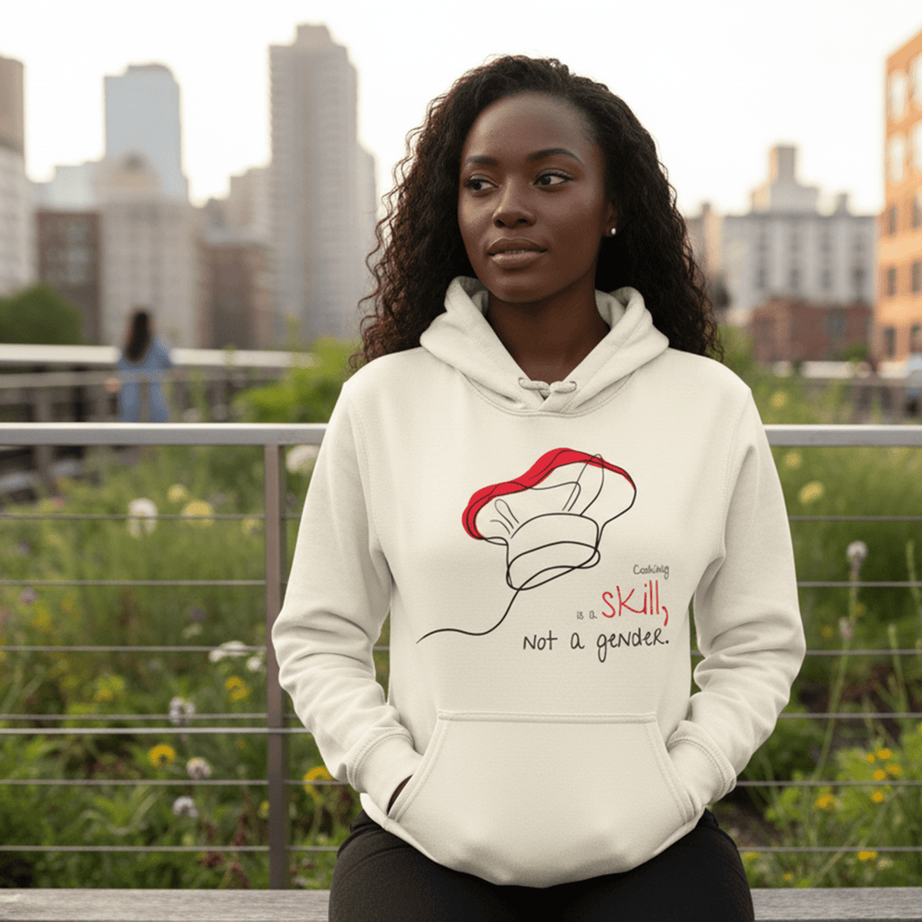 No Shit Shirts - Hoodie (Frontprint Large): Cooking is a skill, not a gender. - Gender Roles - basic