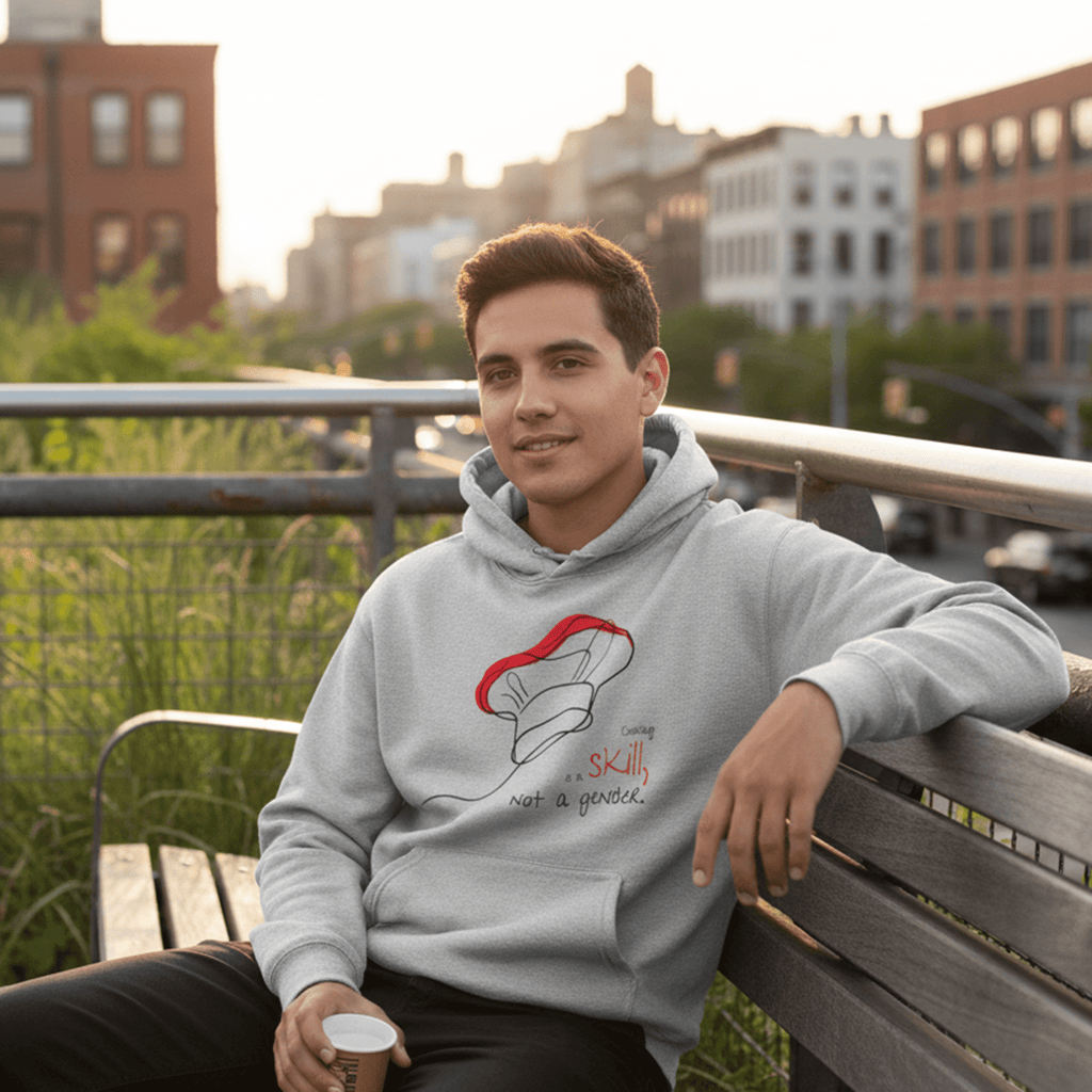 No Shit Shirts - Hoodie (Frontprint Large): Cooking is a skill, not a gender. - Gender Roles - basic