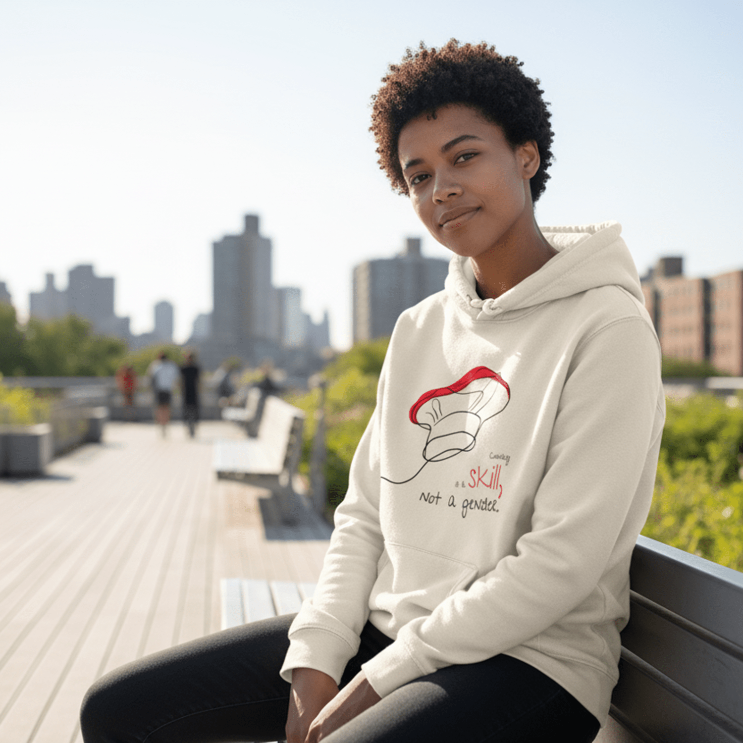 No Shit Shirts - Hoodie (Frontprint Large): Cooking is a skill, not a gender. - Gender Roles - basic
