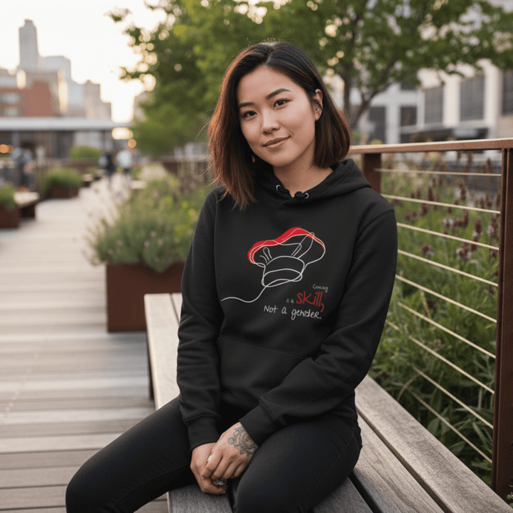 No Shit Shirts - Hoodie (Frontprint Large): Cooking is a skill, not a gender. - Gender Roles - basic