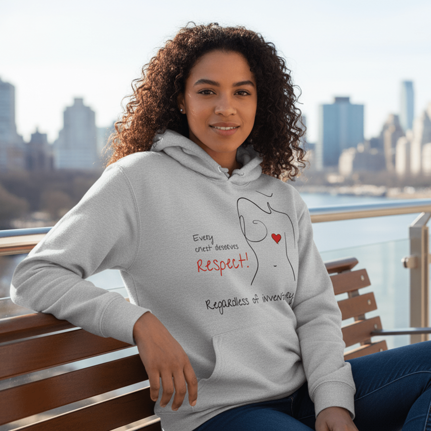 No Shit Shirts - Hoodie (Frontprint Large): Every chest deserves respect. Regardless of inventory. - Body & Autonomy & Sexism - basic