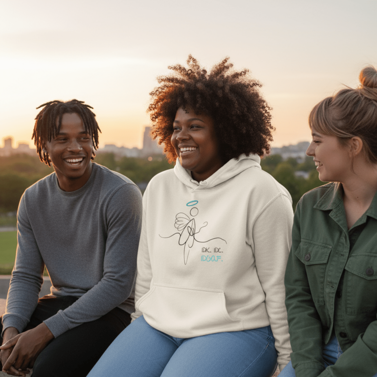 No Shit Shirts - Hoodie (Frontprint Large): IDK. IDC. IDGAF. - Hoodies - basic