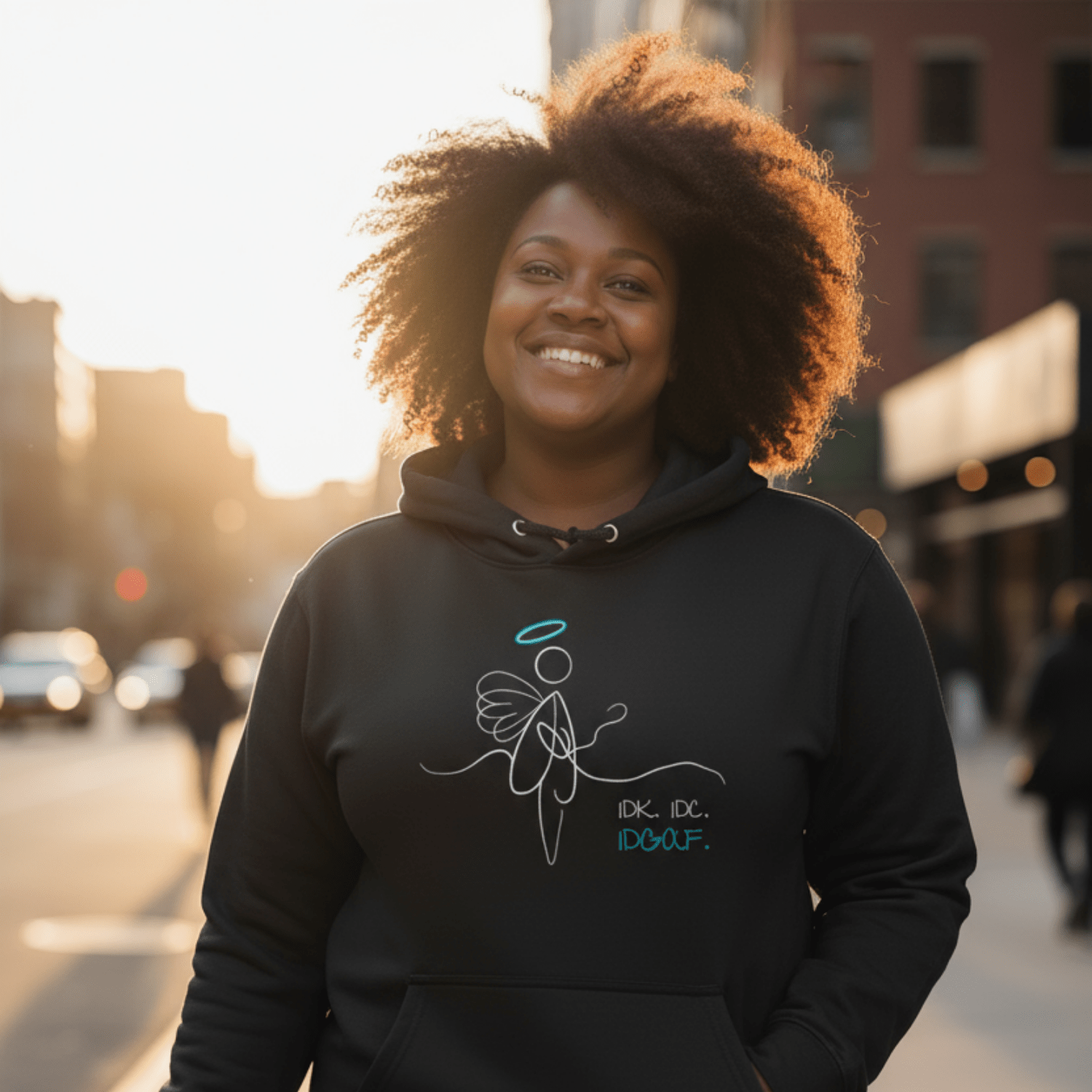 No Shit Shirts - Hoodie (Frontprint Large): IDK. IDC. IDGAF. - Hoodies - basic