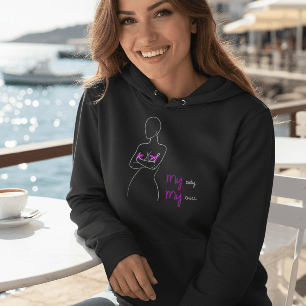No Shit Shirts - Hoodie (Frontprint Large): My Body, My Rules - Body & Autonomy & Sexism - basic
