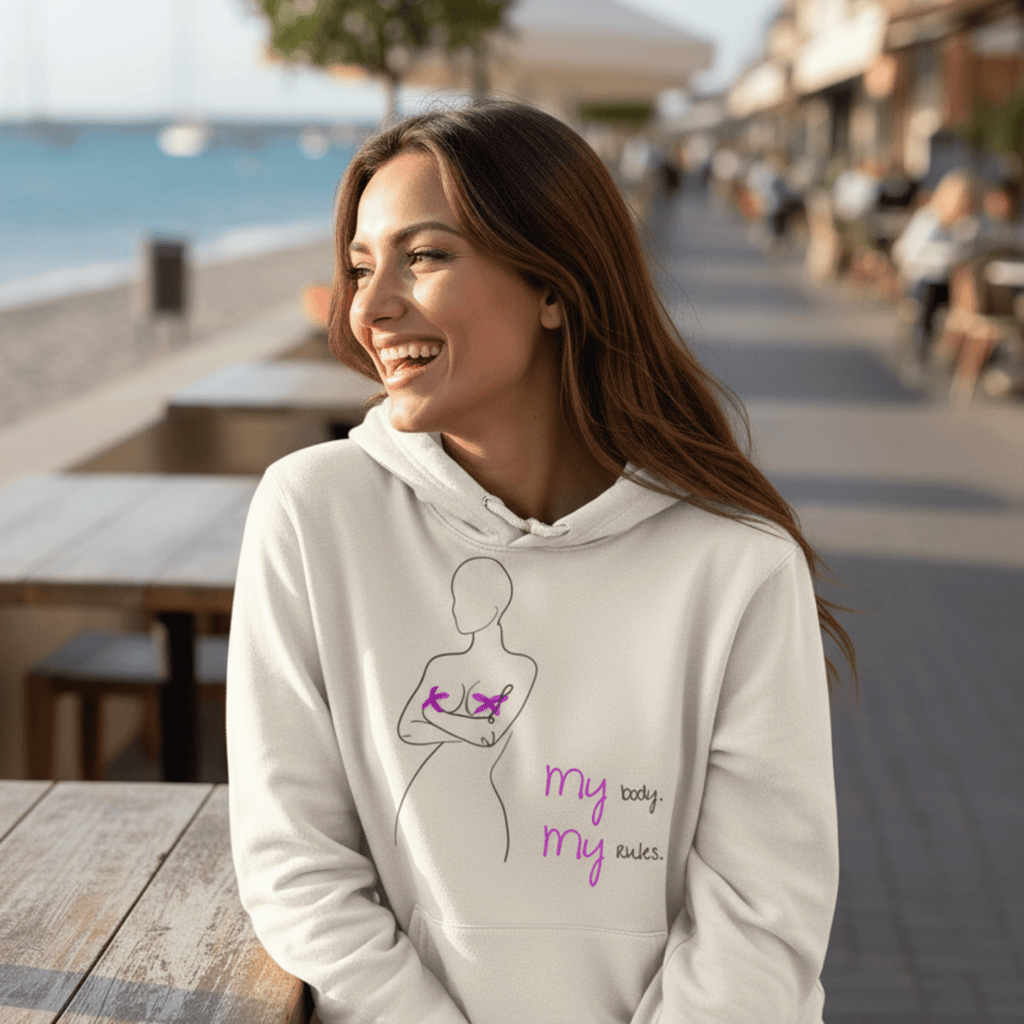 No Shit Shirts - Hoodie (Frontprint Large): My Body, My Rules - Body & Autonomy & Sexism - basic