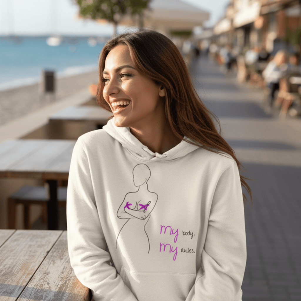 No Shit Shirts - Hoodie (Frontprint Large): My Body, My Rules - Body & Autonomy & Sexism - basic