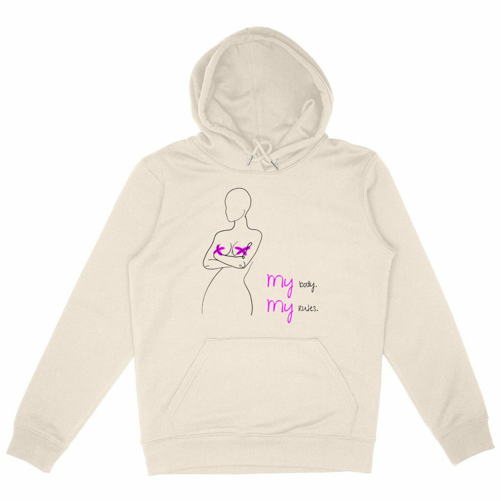 No Shit Shirts - Hoodie (Frontprint Large): My Body, My Rules - Body & Autonomy & Sexism - basic