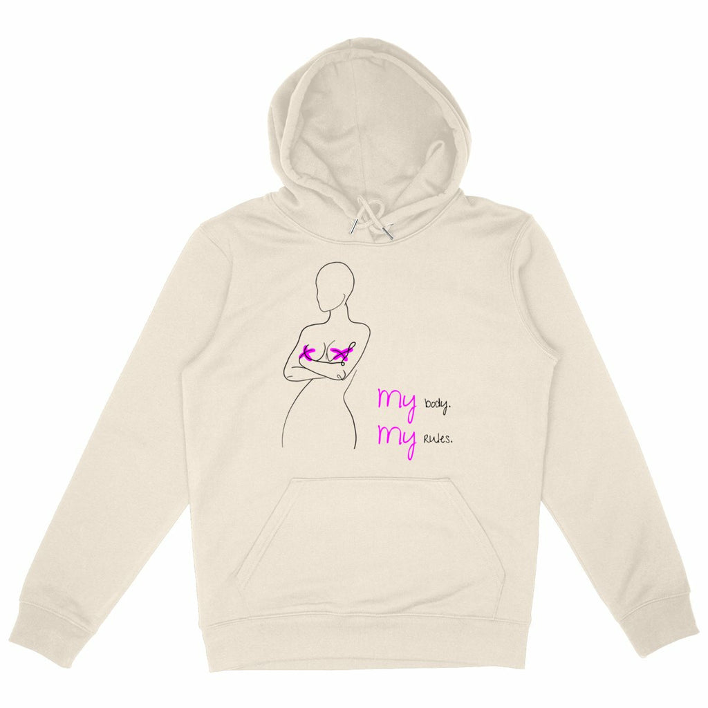 No Shit Shirts - Hoodie (Frontprint Large): My Body, My Rules - Body & Autonomy & Sexism - basic