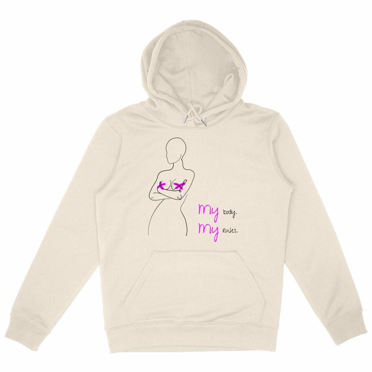 No Shit Shirts - Hoodie (Frontprint Large): My Body, My Rules - Body & Autonomy & Sexism - basic