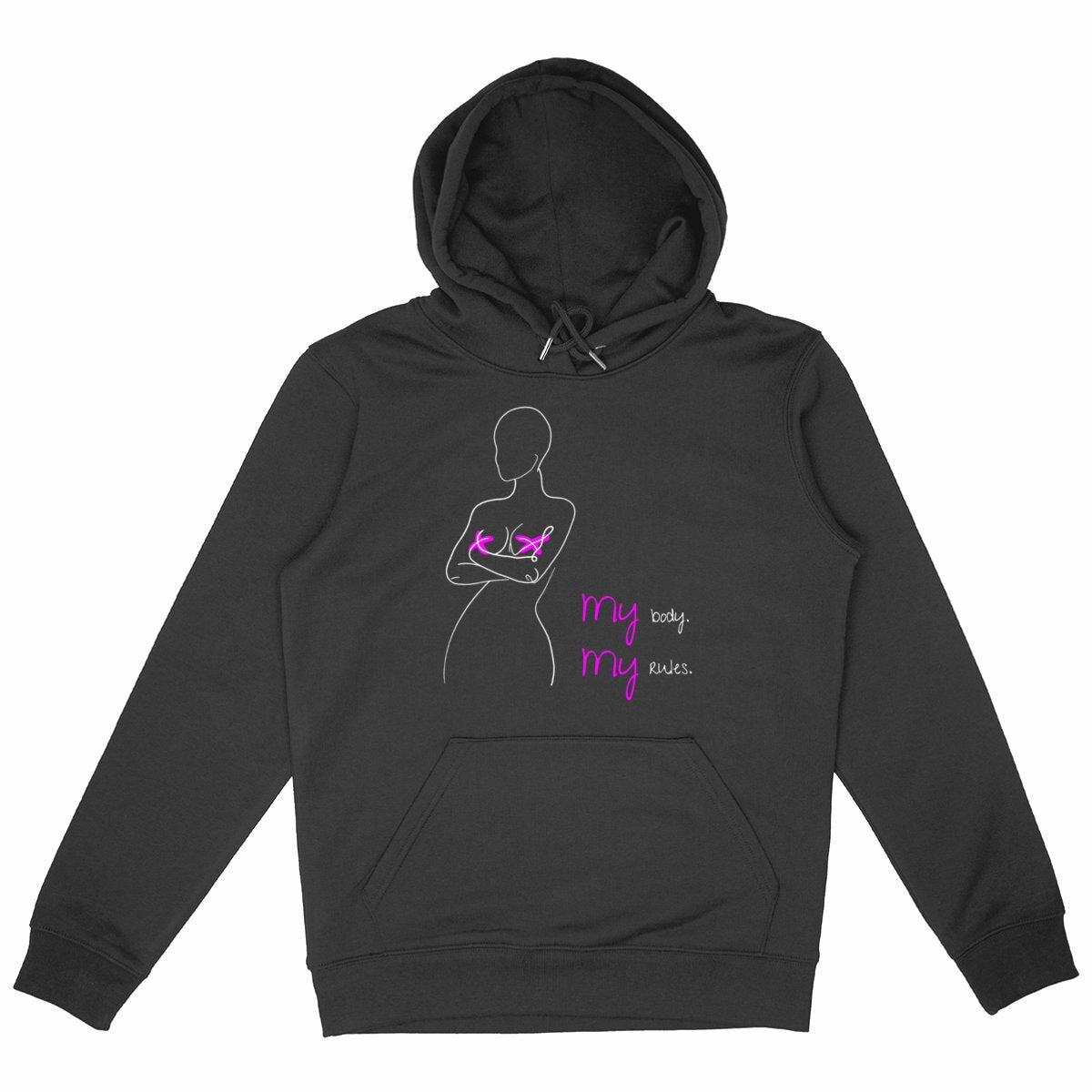 No Shit Shirts - Hoodie (Frontprint Large): My Body, My Rules - Body & Autonomy & Sexism - basic
