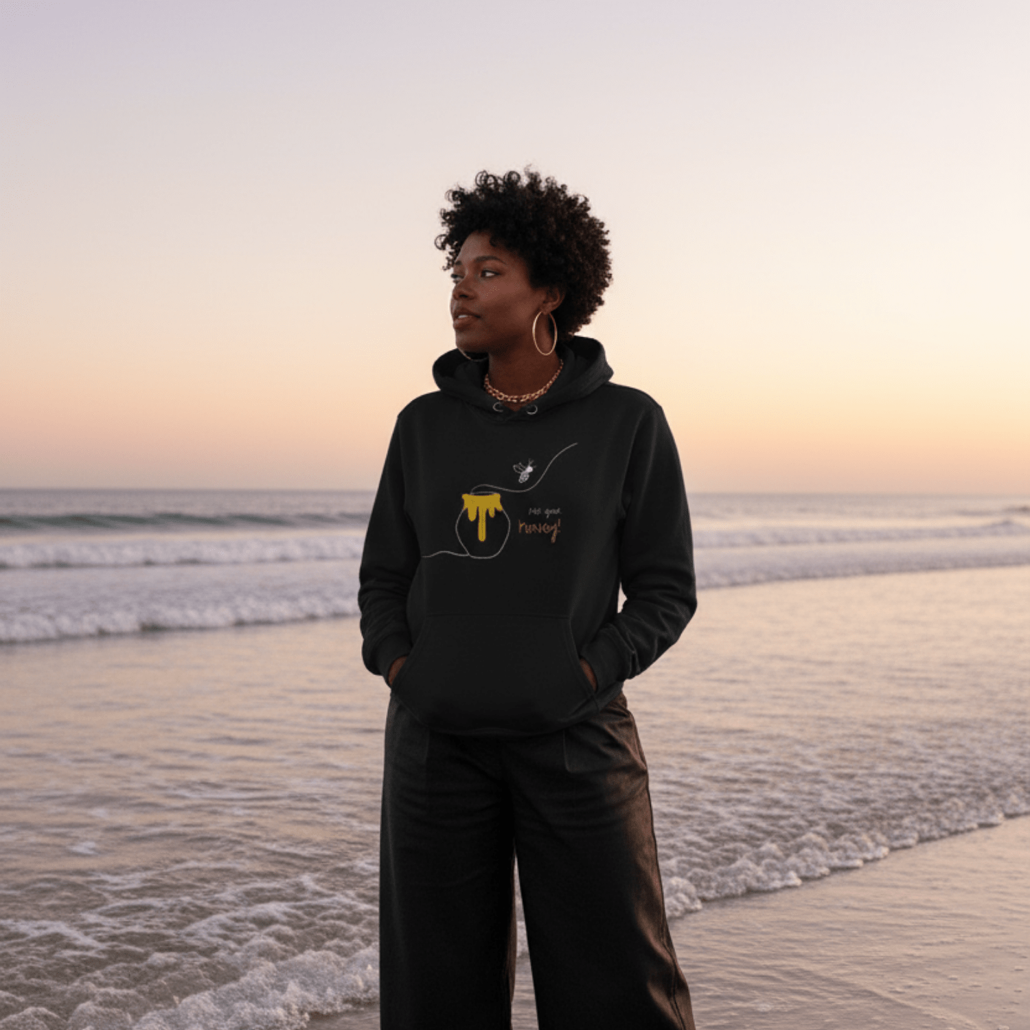 No Shit Shirts - Hoodie (Frontprint Large): Not your honey - Body & Autonomy & Sexism - basic