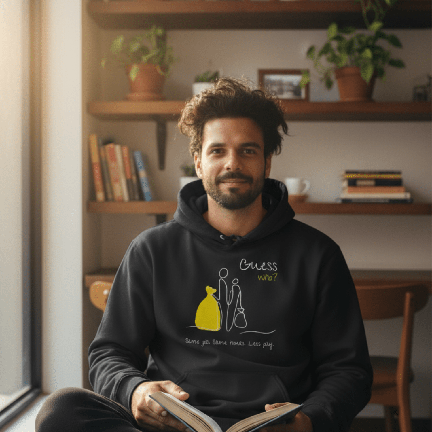 No Shit Shirts - Hoodie (Frontprint Large): Same job. Same hours. Less pay. Guess who? - Equal Pay - basic