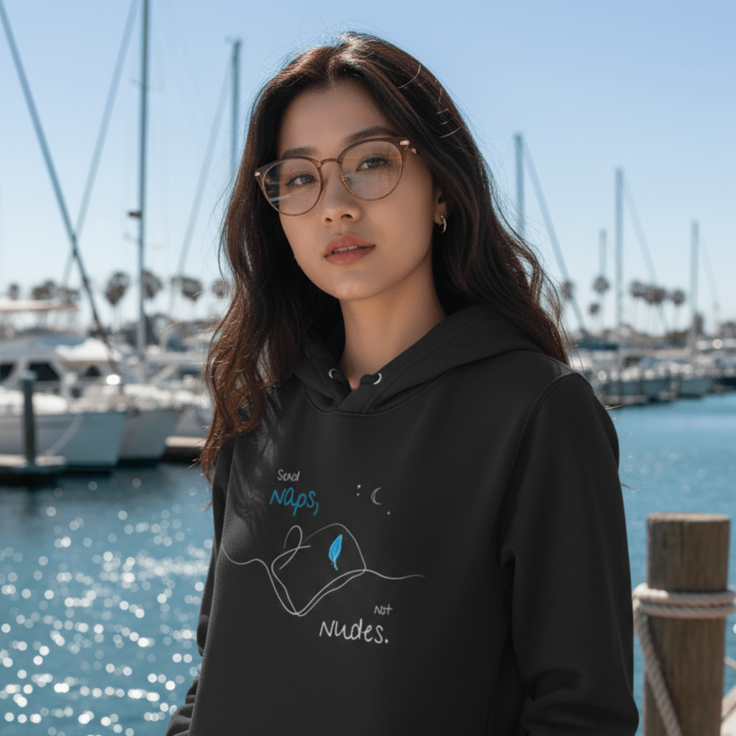 No Shit Shirts - Hoodie (Frontprint Large): Send Naps, Not Nudes - Body & Autonomy & Sexism - basic