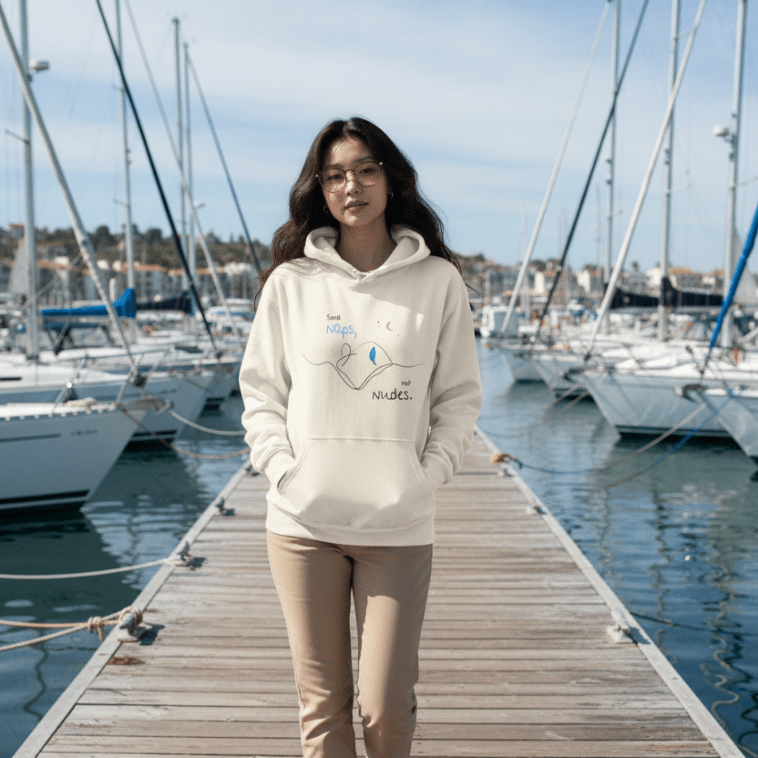 No Shit Shirts - Hoodie (Frontprint Large): Send Naps, Not Nudes - Body & Autonomy & Sexism - basic