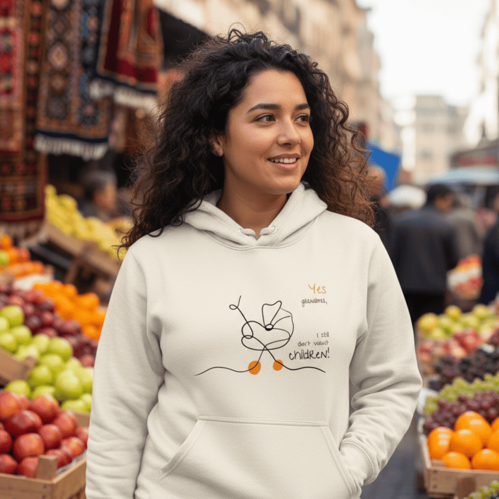No Shit Shirts - Hoodie (Frontprint Large): Yes, grandma, I still don’t want children - Gender Roles - basic