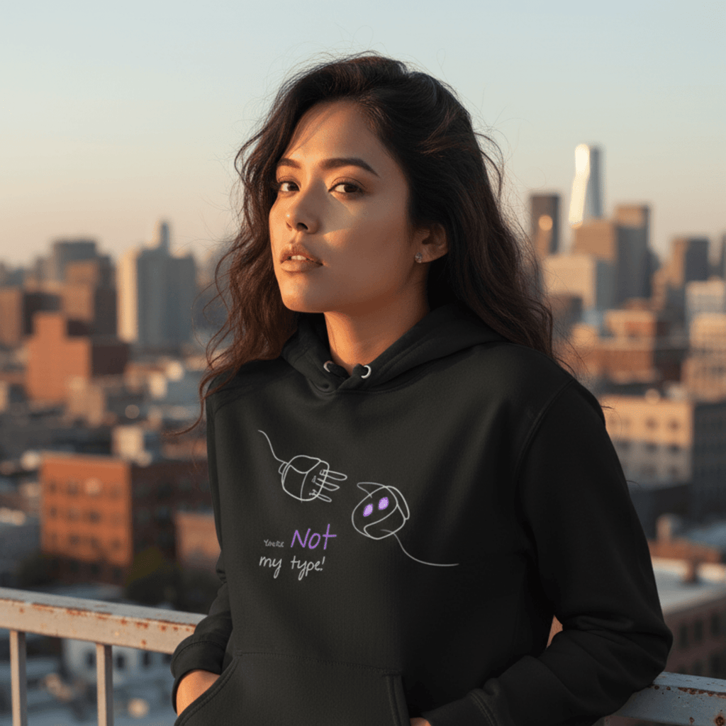 No Shit Shirts - Hoodie (Frontprint Large): Your not my type - Body & Autonomy & Sexism - basic