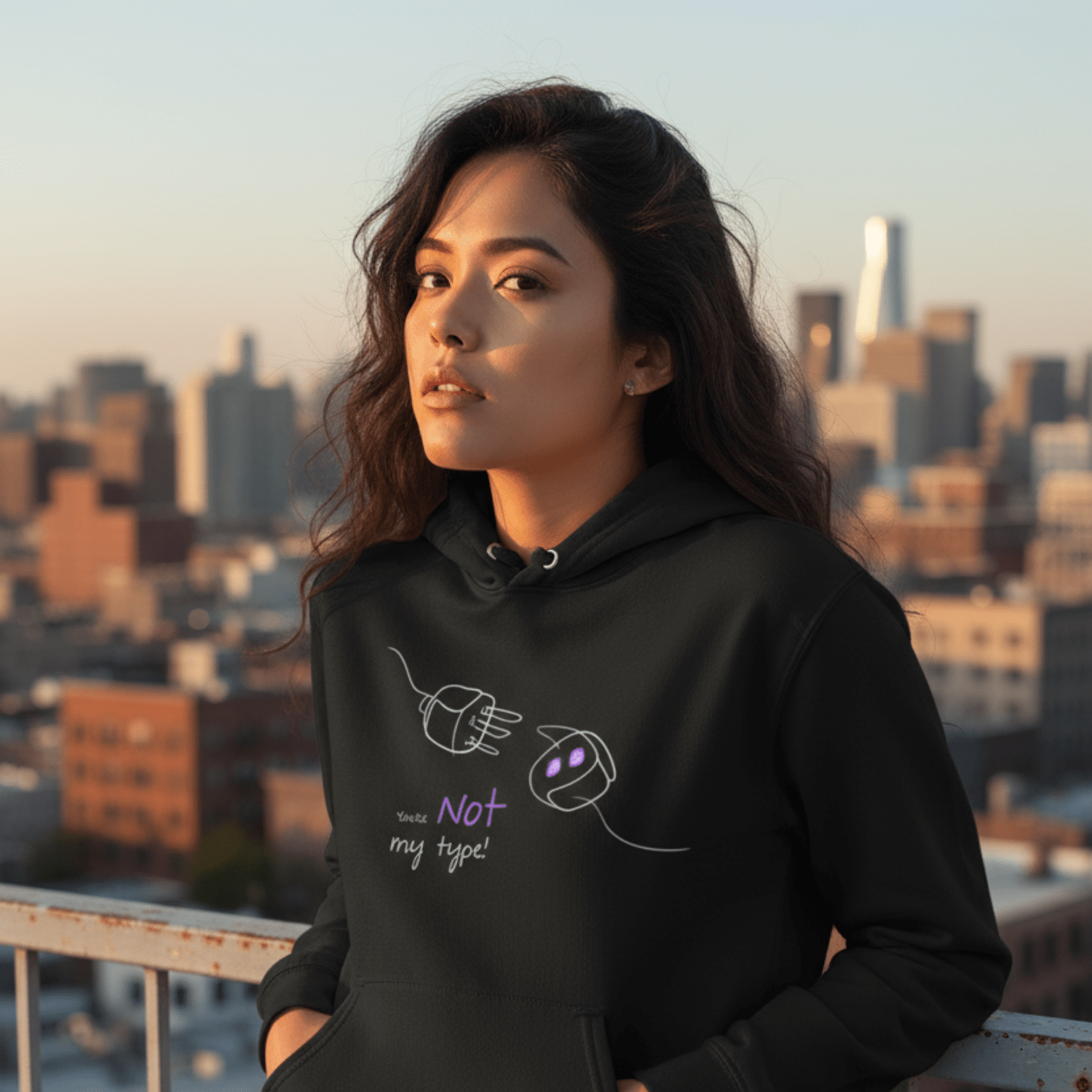 No Shit Shirts - Hoodie (Frontprint Large): Your not my type - Body & Autonomy & Sexism - basic