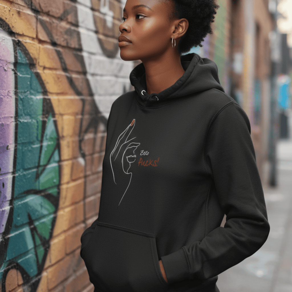 No Shit Shirts - Hoodie (Frontprint Large): Zero Fucks - Hoodies - basic