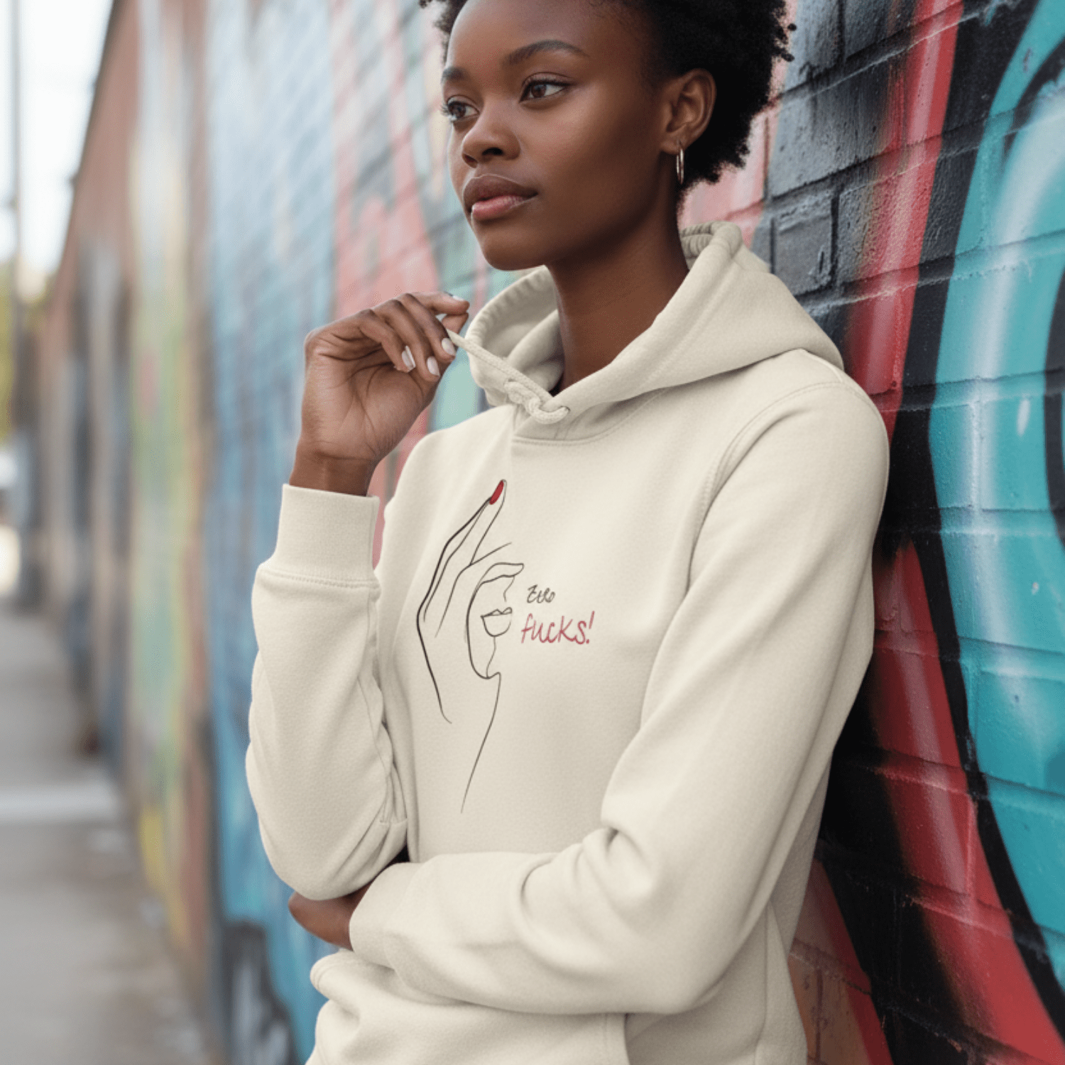 No Shit Shirts - Hoodie (Frontprint Large): Zero Fucks - Hoodies - basic