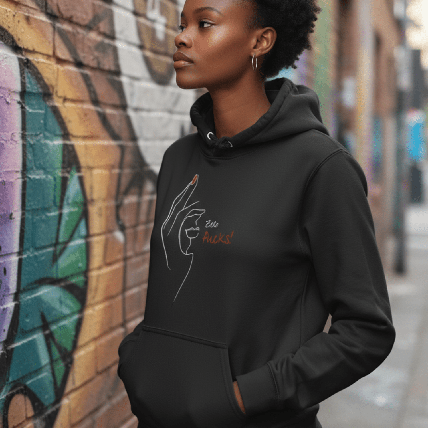 No Shit Shirts - Hoodie (Frontprint Large): Zero Fucks - Hoodies - basic