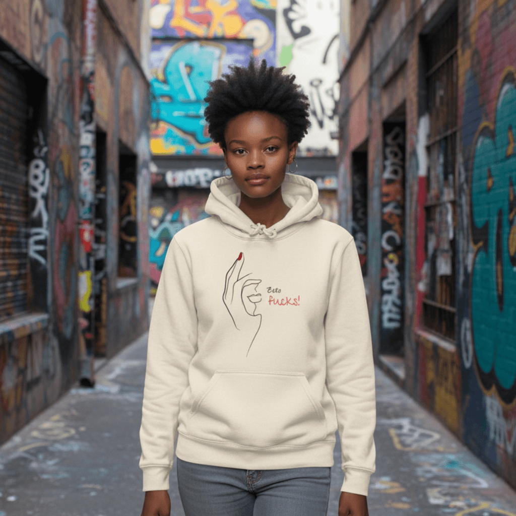 No Shit Shirts - Hoodie (Frontprint Large): Zero Fucks - Hoodies - basic