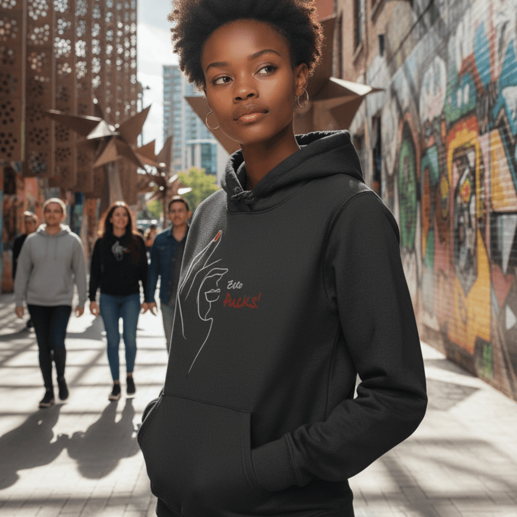 No Shit Shirts - Hoodie (Frontprint Large): Zero Fucks - Hoodies - basic