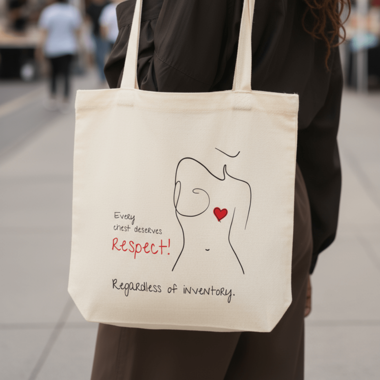 No Shit Shirts - Jutebeutel: Every chest deserves respect. Regardless of inventory. - Body & Autonomy & Sexism - basic