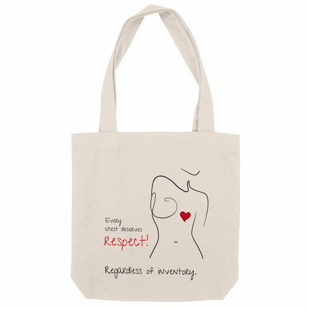 No Shit Shirts - Jutebeutel: Every chest deserves respect. Regardless of inventory. - Body & Autonomy & Sexism - basic