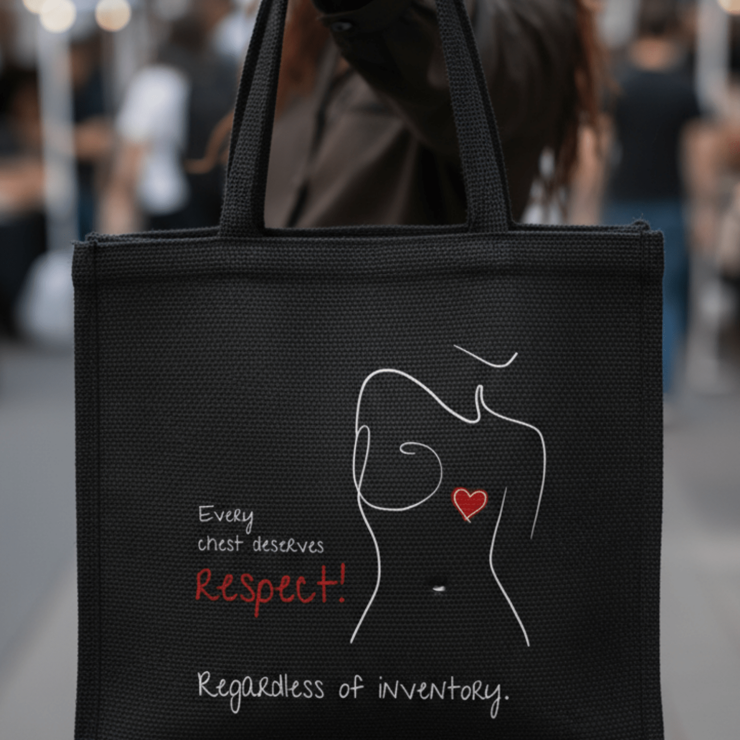 No Shit Shirts - Jutebeutel: Every chest deserves respect. Regardless of inventory. - Body & Autonomy & Sexism - basic