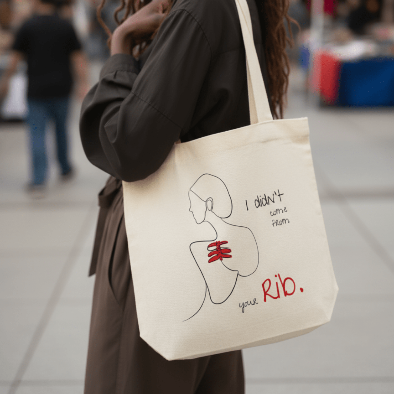 No Shit Shirts - Jutebeutel: I didn’t come from your rib. - Body & Autonomy & Sexism - basic