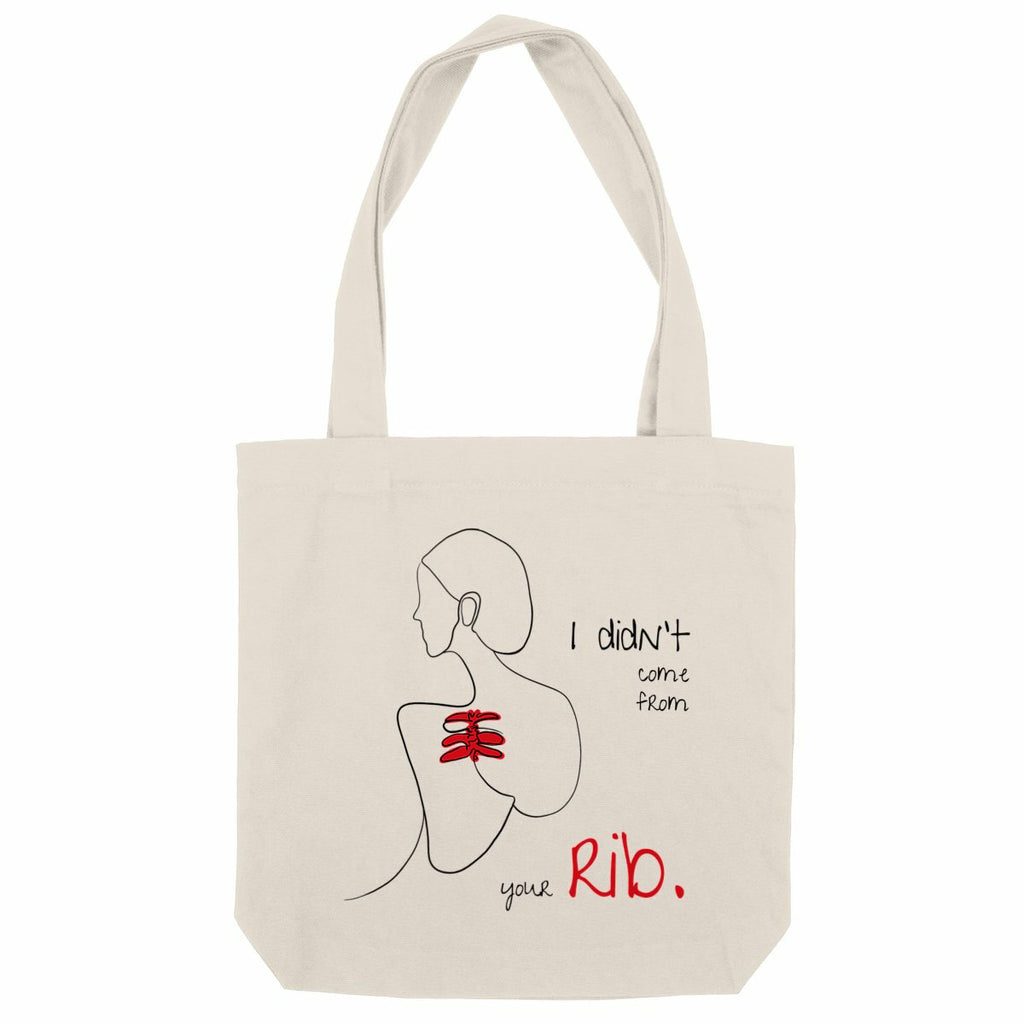 No Shit Shirts - Jutebeutel: I didn’t come from your rib. - Body & Autonomy & Sexism - basic