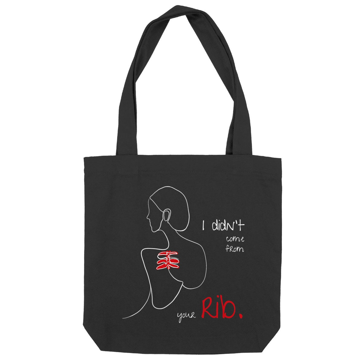 No Shit Shirts - Jutebeutel: I didn’t come from your rib. - Body & Autonomy & Sexism - basic