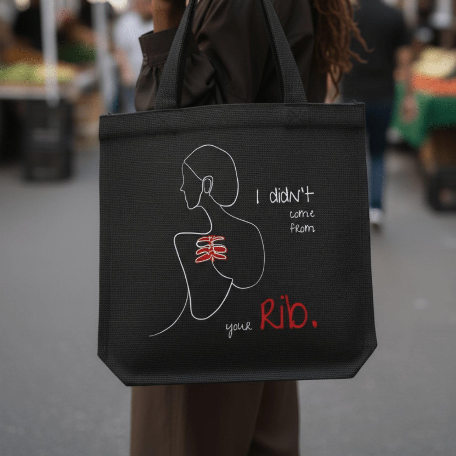 No Shit Shirts - Jutebeutel: I didn’t come from your rib. - Body & Autonomy & Sexism - basic