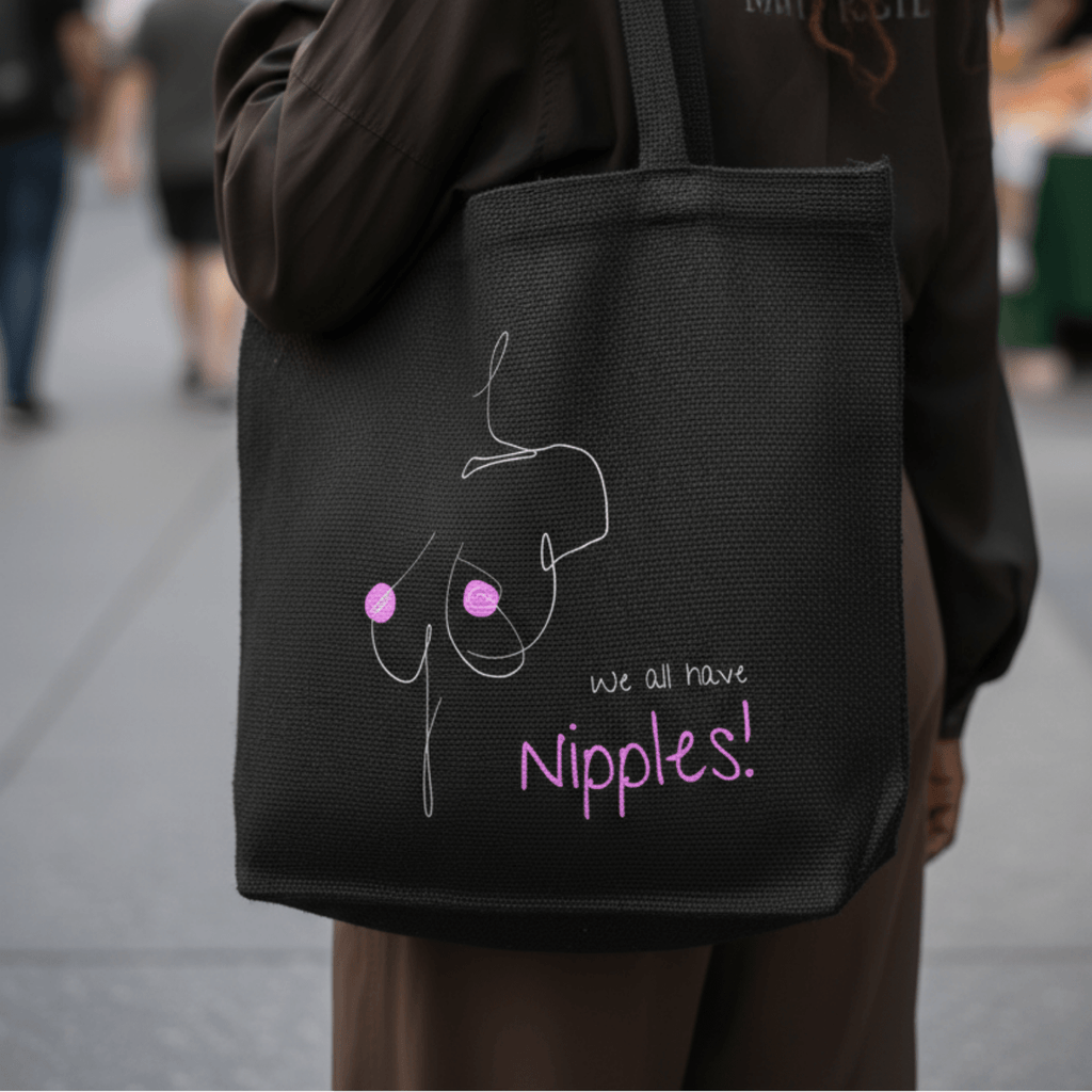 No Shit Shirts - Jutebeutel: We all have nipples! - Body & Autonomy & Sexism - basic